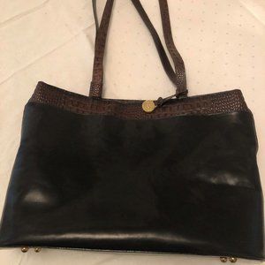 Vintage Brahmin Black Leather Tote Bag